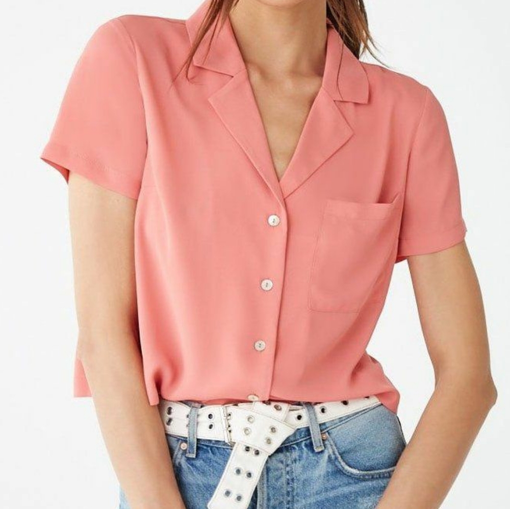 Contemporary Boxy Chiffon Pocket Blouse